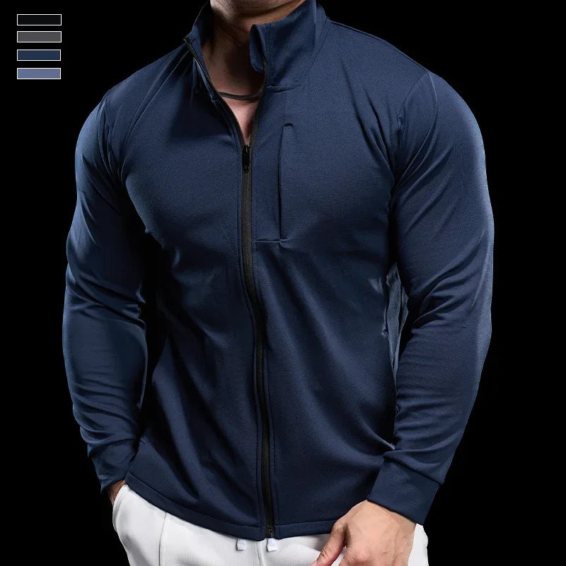 Men Running Jackets Gym Zipper Sport Jacke Jogging Training Quick-drying Fitness Sweatshirt Outdoor Casual Running Sportswear