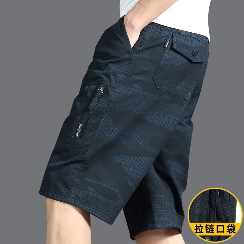 Men's Cropped Pants Cargo Shorts Big Size Below Knee Shorts Sports Short Pants Streetwear Hip Hop Straight Loose Pants