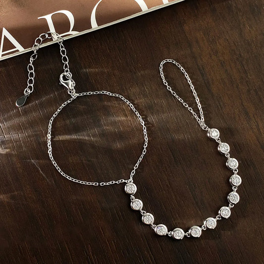 Bracelets en Moissanite de 3mm pour femmes et filles, chaîne ajustable de 15 à 20cm, en argent sterling 925 plaqué or 18k, bracelet délicat à bulles
