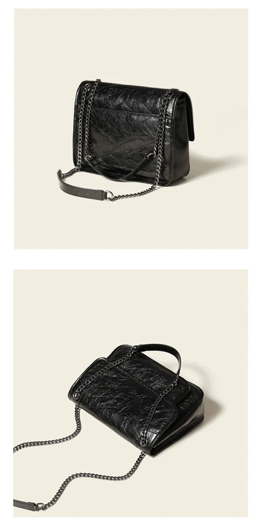 Luxury Genuine Leather Messenger Bag High End Luxury Brand Woman Single Shoulder Underarm Bag Retro Pleated Niki Chain Hobo Bag