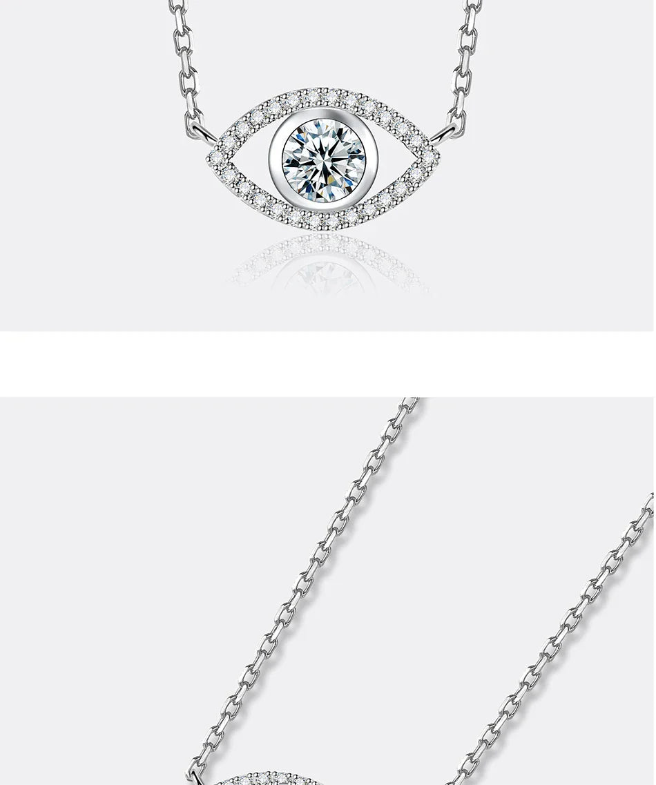 0.5CT Moissanite Necklace for Women S925 Pure Silver eye Pendant Laboratory Diamond Certified High-end Fashion Jewelry