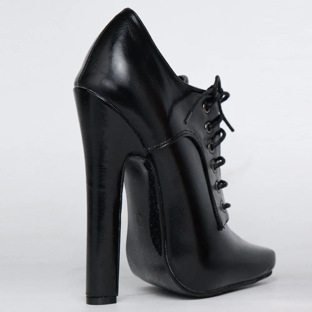 6 Inch High heel Fetish Lace Up Pointy Toe Unisex Drag Queen Pump