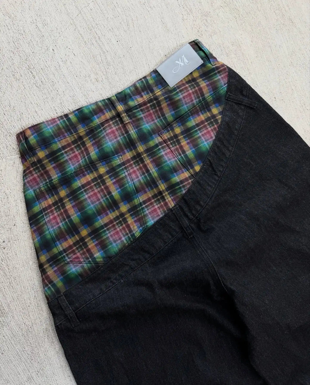 Y2k Slanted Runway Baggy Jeans Retro Plaid Patchwork Men Women Wide Leg Pants American Hip Hop Streetwear Unisex Casual Jeans