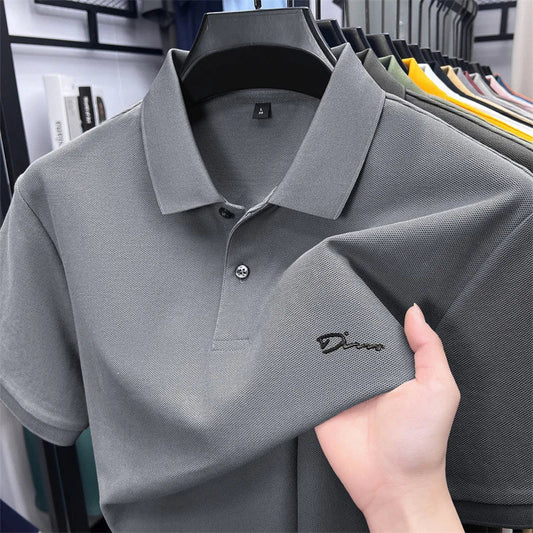 cotton100% hot sale men's new short sleeve polo shirt summer lapel letter printing ventilate t-shirt business classic mans wear