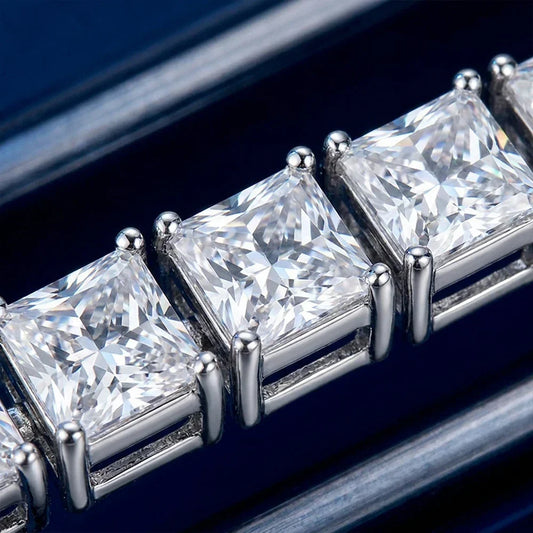 Bracelets pour femmes en moissanite taille princesse, en argent sterling 925 plaqué or blanc 18 carats, certifiés GRA, pour mariage
