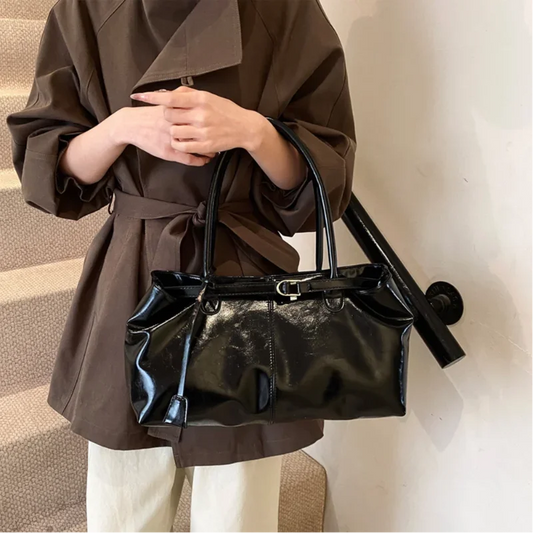 2025 New PU Leather Tote Bag Slouchy Hobo Handbag Fashion Shoulder Bag Large Top Handle Bag for Women Work Shopping Travel