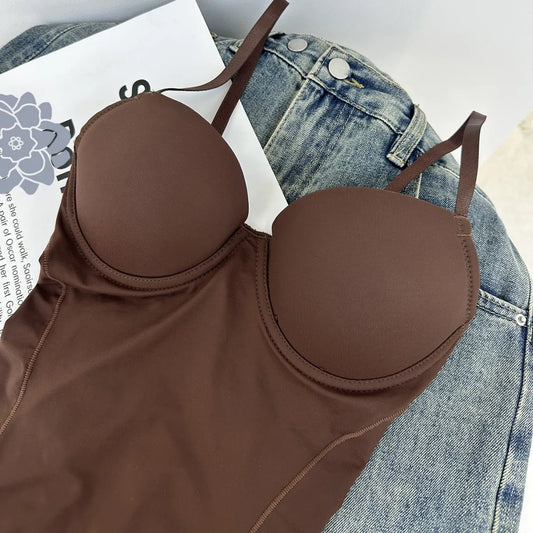 Thin Shapewear Bodysuit with Built in Bra Tummy Control Postpartum Slimming Underwear