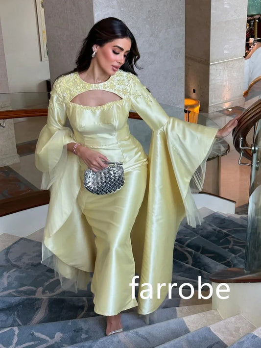 Customized Unisex Pleat Mermaid Scoop Neck Midi Dresses Bespoke Occasion Dresses Chinese Style Formal Casual Simple Retro Fashio
