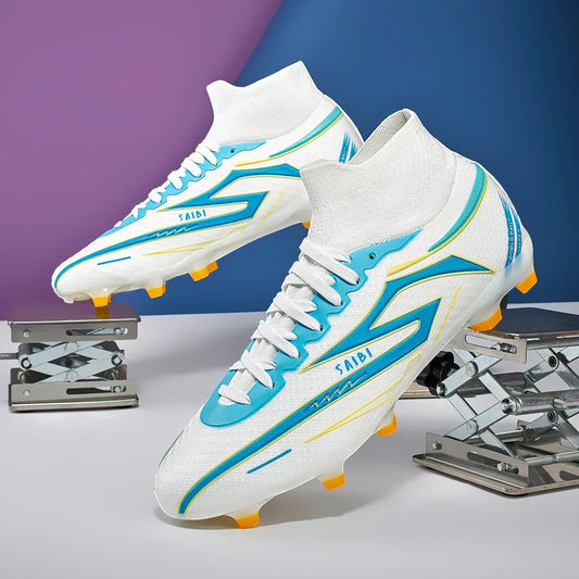 AG/FG Football Boots Unisex Kids Youth PU+Fabric Upper TPU Sole Anti-Slip Durable Outdoor Sports Pitch Training Shoes