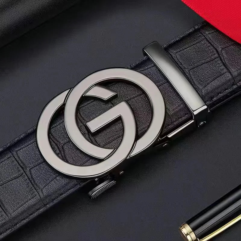 New genuine leather fashionable printed men's belt trend business versatile jeans belt for men