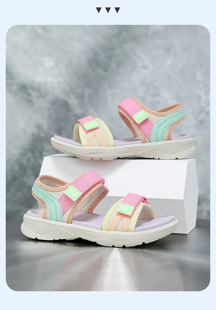 Children Casual Flat Sandals For Girls Summer Beach Shoes Breathable Open Toe Non-Slip Outdoor Kids Walking Sandials