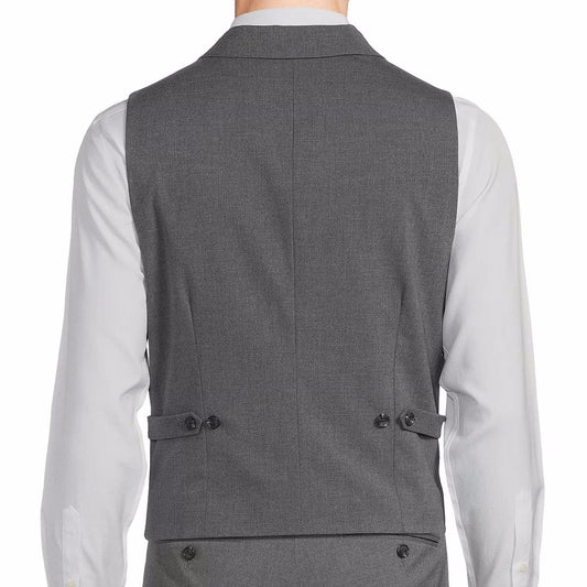 Men Vest Gray Single Button With Lapel Solid Waistcoat For Wedding Banquet Party Office Business Work Daily Men Suit Vest