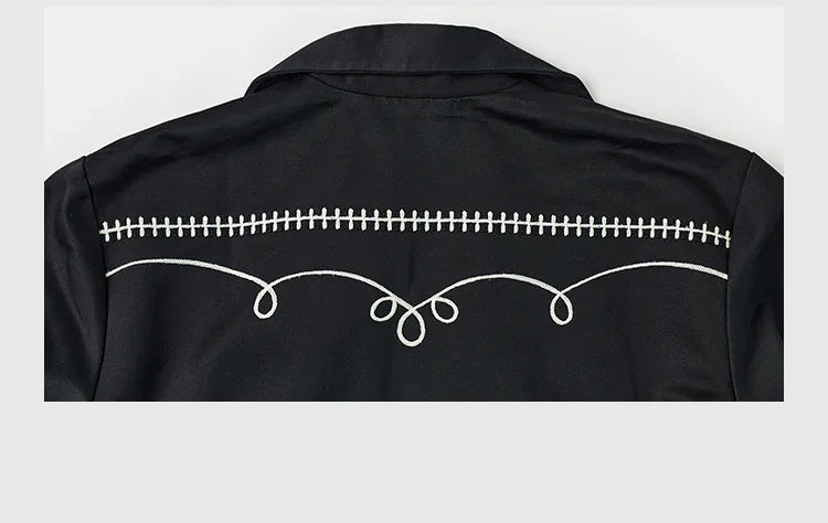 Non Stock Bolero Men's Rockabilly Jacket in Black Vintage-Inspired Western Embroidery Outerwear