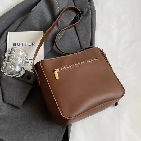 Super Popular Spring and Summer Commuter Bucket Bag for Women 2026 New Style Pu Leather Women's Bag with a High-End Feel, Large Capacity, Single Shoulder Crossbody Bag for Work