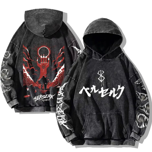 Anime Clothing Guts Cool Graphic Print Hooded Men Women Oversized Hoodies Cooton Casual Sweatshirt Harajuku Streetwear
