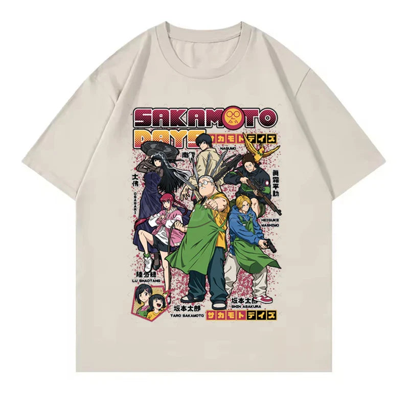 2025 New Design Anime T-shirts Sakamoto Days Short Sleeve Retro Tops Tees Streetwear Men Clothing Sakamoto Days Summer T-shirt