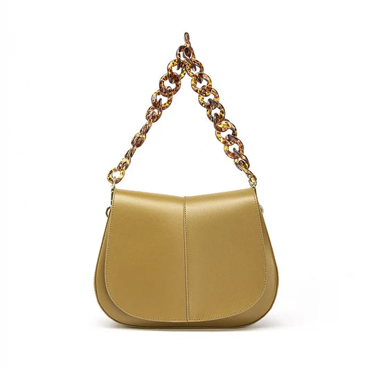 Shoulder Handbags Women Leather Texture Acrylic Chain Hand Carry Simple Female Shoulder Messenger Bags 62036