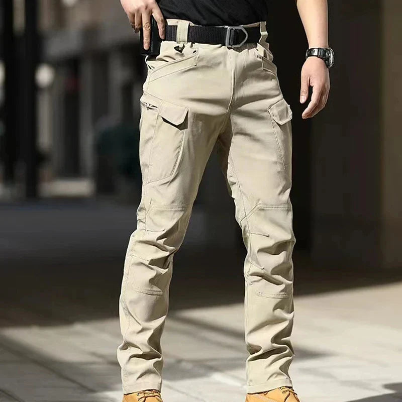2024 Men's Autumn Tactical Cargo Pants Outdoor Work Pants Multi-pocket Casual Trousers Waterproof Quick Dry Elastic Pants Male