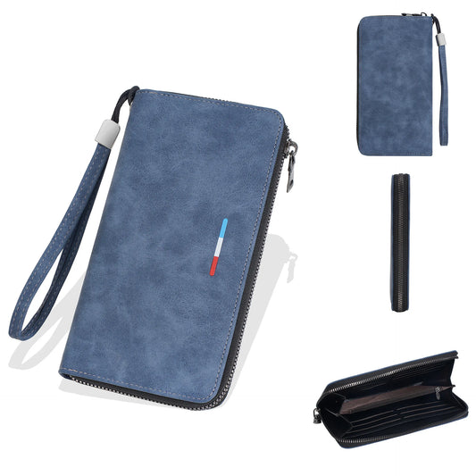Portefeuille long pour homme, zippé, avec fentes multi-cartes, grande capacité, étui pour téléphone et monnaie, de style pochette, portefeuille masculin