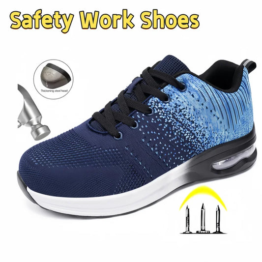 Lightweight Safety Shoes Women Men Air Cushion Work Sneakers Steel Toe Shoes Construction Safety Boots Anti-smash Work Shoes