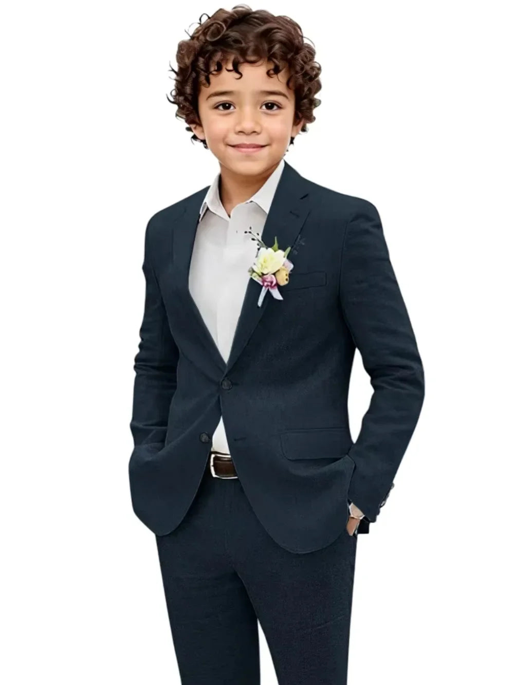 Summer Boys Linen Suit Set 2 Pieces Jacket Pants Beach Wedding Wear Notched Lapel Kids Handsome Tuxedo For Birthday Party 2-20T
