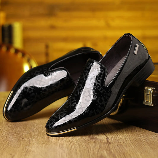 Big Size Patent Leather Shoes Men Solid Color Fashion Spring Autumn Casual Shoes Male British-style Business Wedding Shoe Man