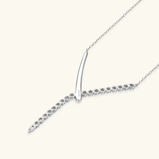 Full Round Moissanite Y-shaped Pendant Necklace for Women S925 Sterling Silver Chain Fine Jewelry Gift with Certificate