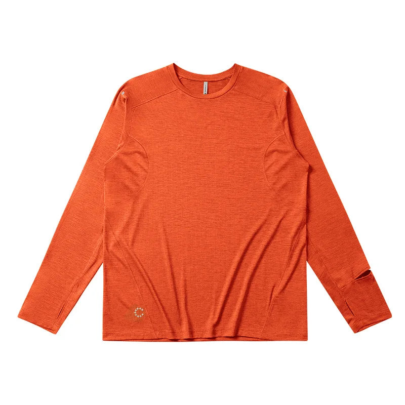 Men's Quick Dry Long Sleeve T-Shirt Sports Running Tee Summer Breathable Lightweight Fitness Gym Workout Top Activewear