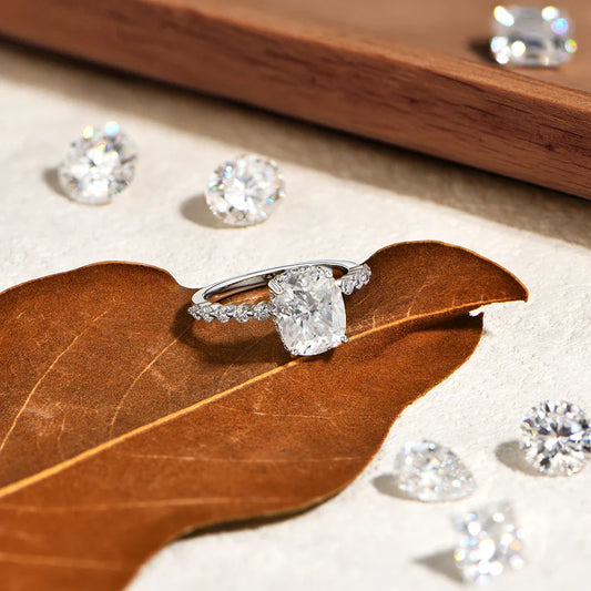 Bague en Moissanite classique taille coussin 4 carats pour femme, en argent S925 plaqué or 18 carats, Bijou de fiançailles ou de mariage, Cadeau pour elle