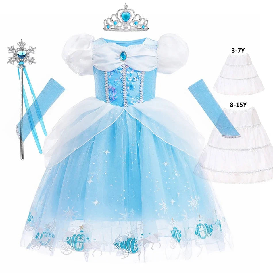 Cinderella Dress Kids Halloween Party Girls Princess Cosplay Costume Dress Up Carnival Christmas Fancy Children Clothing