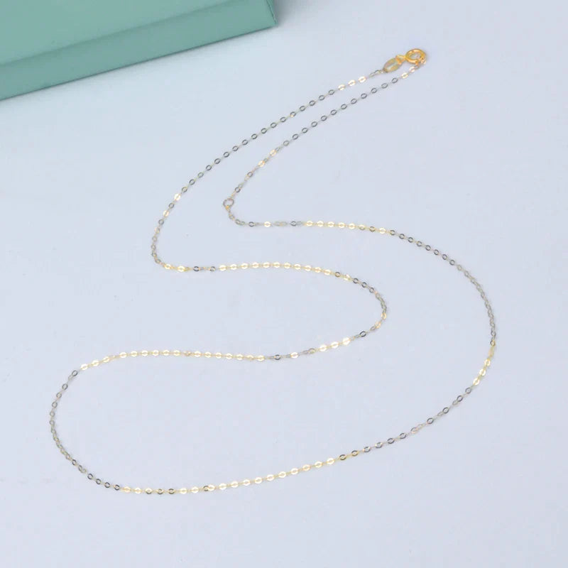 Real 18K yellow Gold Chopin Chain Necklace Au750 Fine Jewelry Wedding For Female Wedding Gift X269 22-9-14