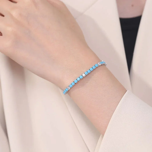 Bracelet Tennis en Argent 925 avec Zircons Cubiques 3mm (Bleu Montana/Vert Émeraude/Rouge Rubis/Turquoise/Noir) - Joaillerie Fine