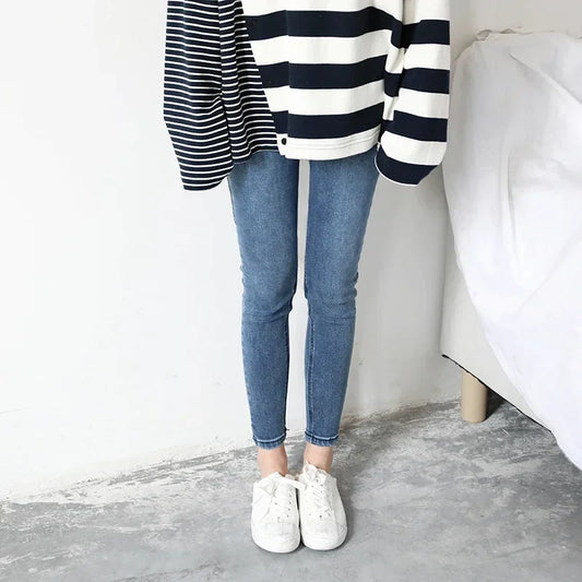 Women Jeans Retro High Waist Stretch Pencil Denim Pants Elastic for Woman Female Trousers Autumn Winter Ladies