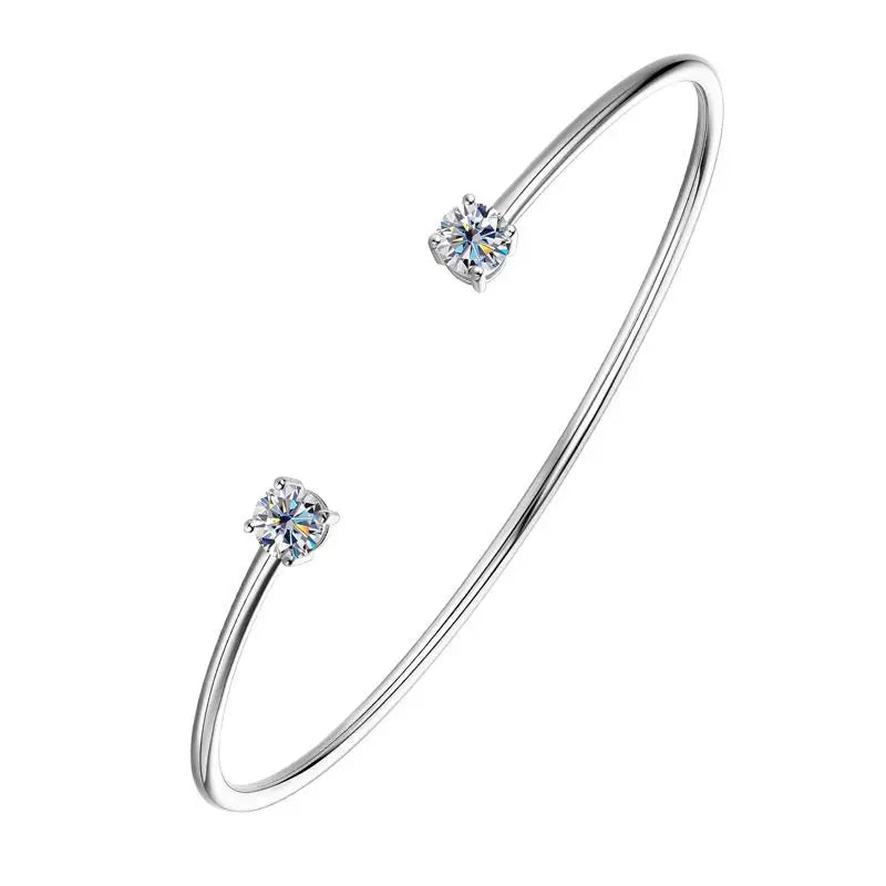 2-Stone 5mm Moissanite Bangles 100%S925 Silver Plated 18K Gold Diamond Bracelet for Women Party Gift Jewelry GRA Certified