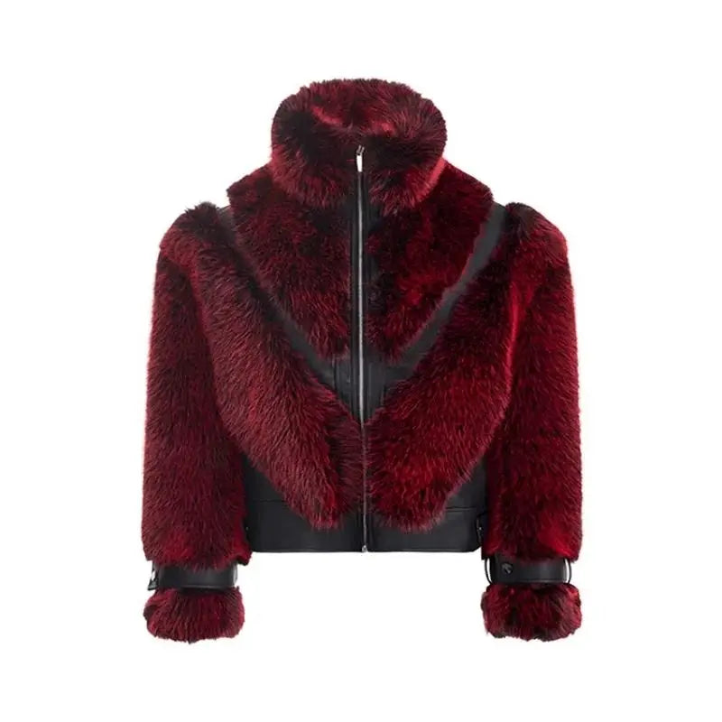 Autumn Winter Cool Handsome Thick Warm Patchwork Faux Fur Coat Men Luxury Designer Clothes Zip Up Fluffy Jacket 2025