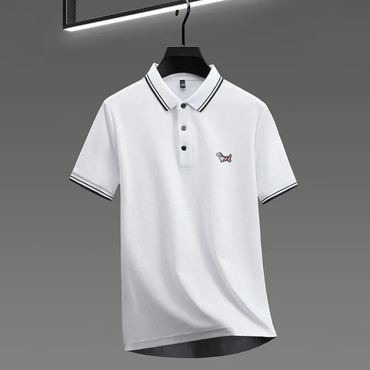 100% pure cotton summer new men's trendy shortsleeved luxury customized business casual polo shirt designer brand badge T-shirt