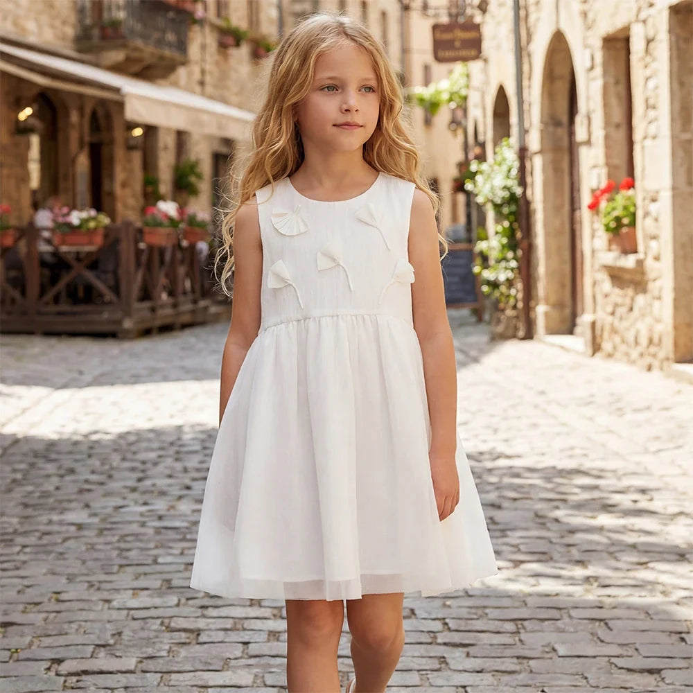 Girls Summer Mesh Princess Dresses 7-13 Years Children Charm Sleeveless Party Dress Sweet Clothes DK2262154