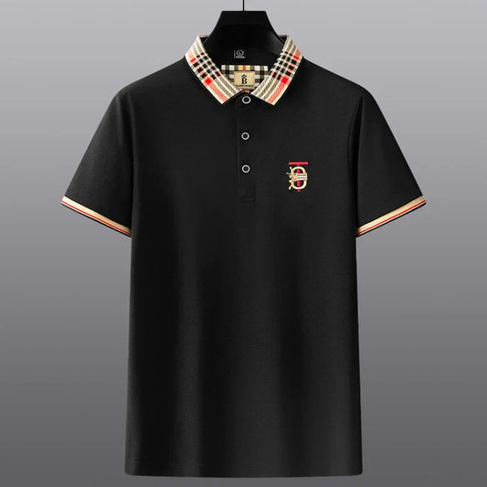 Fashion designer brand short sleeve men's polo shirt new lapel top high-end embroidery summer breathable casual Paul T-shirt