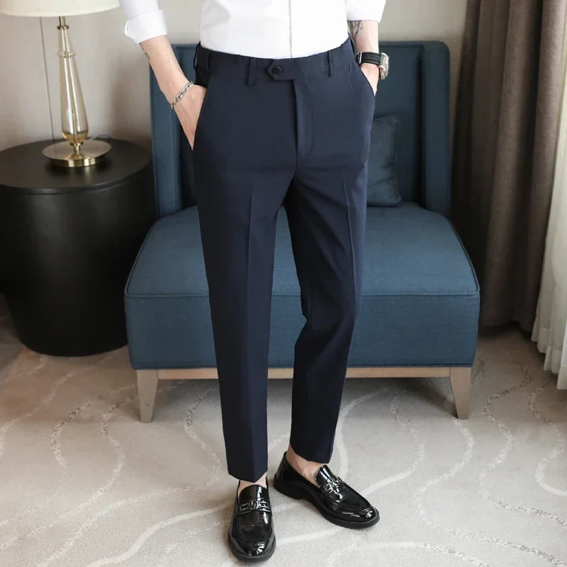 Plus size 44 42 40 Men Business Social Suit Pant 2024 Spring Formal Slim Wedding Trouser Mens Brand Fashion Casual Dress Pants