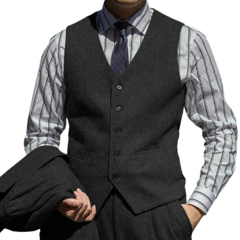 Men Suit Green Herringbone Single Button Waistcoat For Wedding Birthday Banquet Business Daily Work Set Men Suit Vest