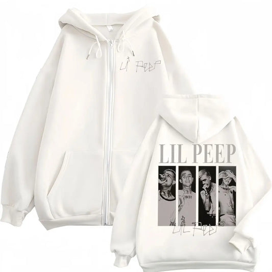 Rapper Lil Peep Merch Zipper Hoodies Hip Hop Vintage Zip Up Hooded Sweatshirts Men Women Clothing High Quality Fashion Pullovers