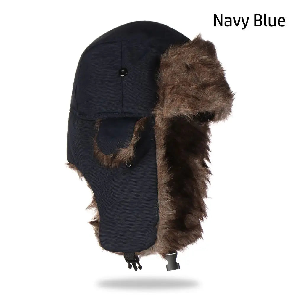 Men's Winter Trapper Aviator Trooper Earflap Warm Russian Waterproof Ski Hat Bomber Cap Russian Warm Ear Protectors Hats