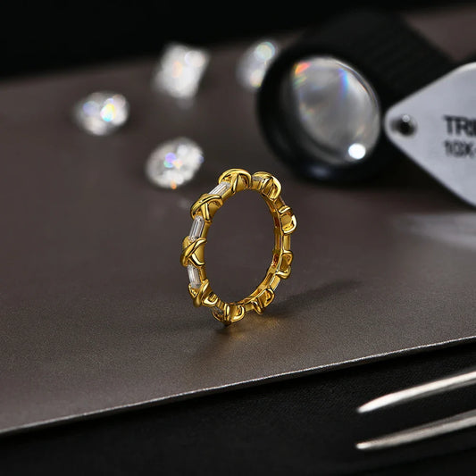 Moissanite Diamond Rings for Women Men D VVS1 Color Rectangle Cut S925 Sterling Silver Stackable Rings Wedding Jewelry