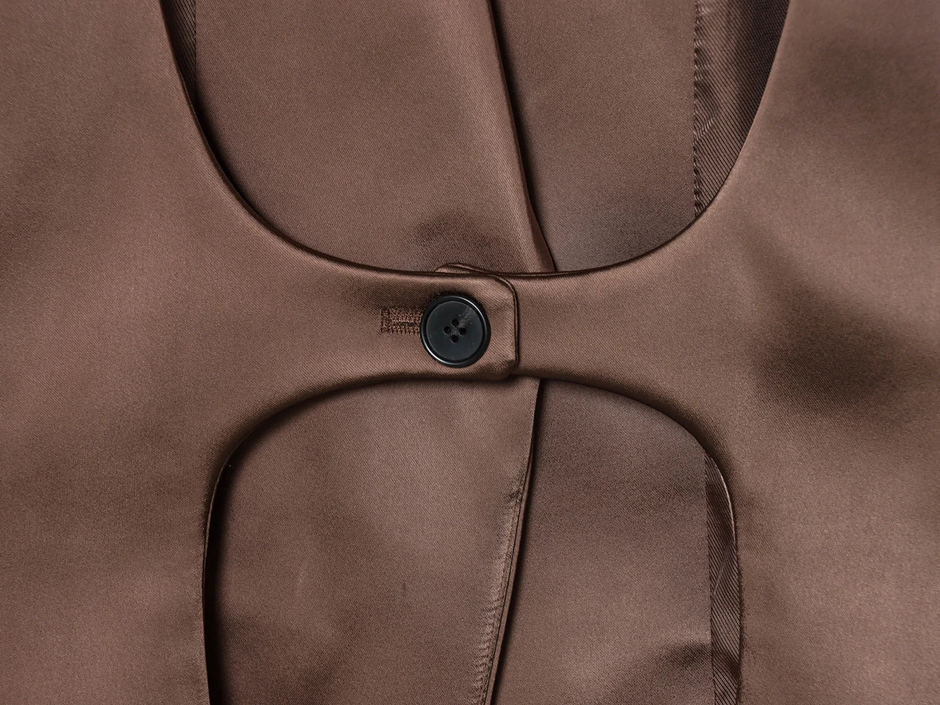 backless Satin Texture Blazers Women Fashion Autumn Winter Back hollow design Long Sleeve Single Buckle Suits Jacket coats