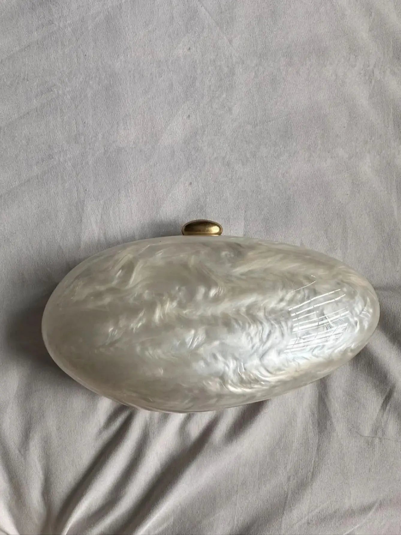 Egg Shell Clutch Bag Acrylic purse women wedding evening party cute ivory pearl color purse handbag summer new 2024