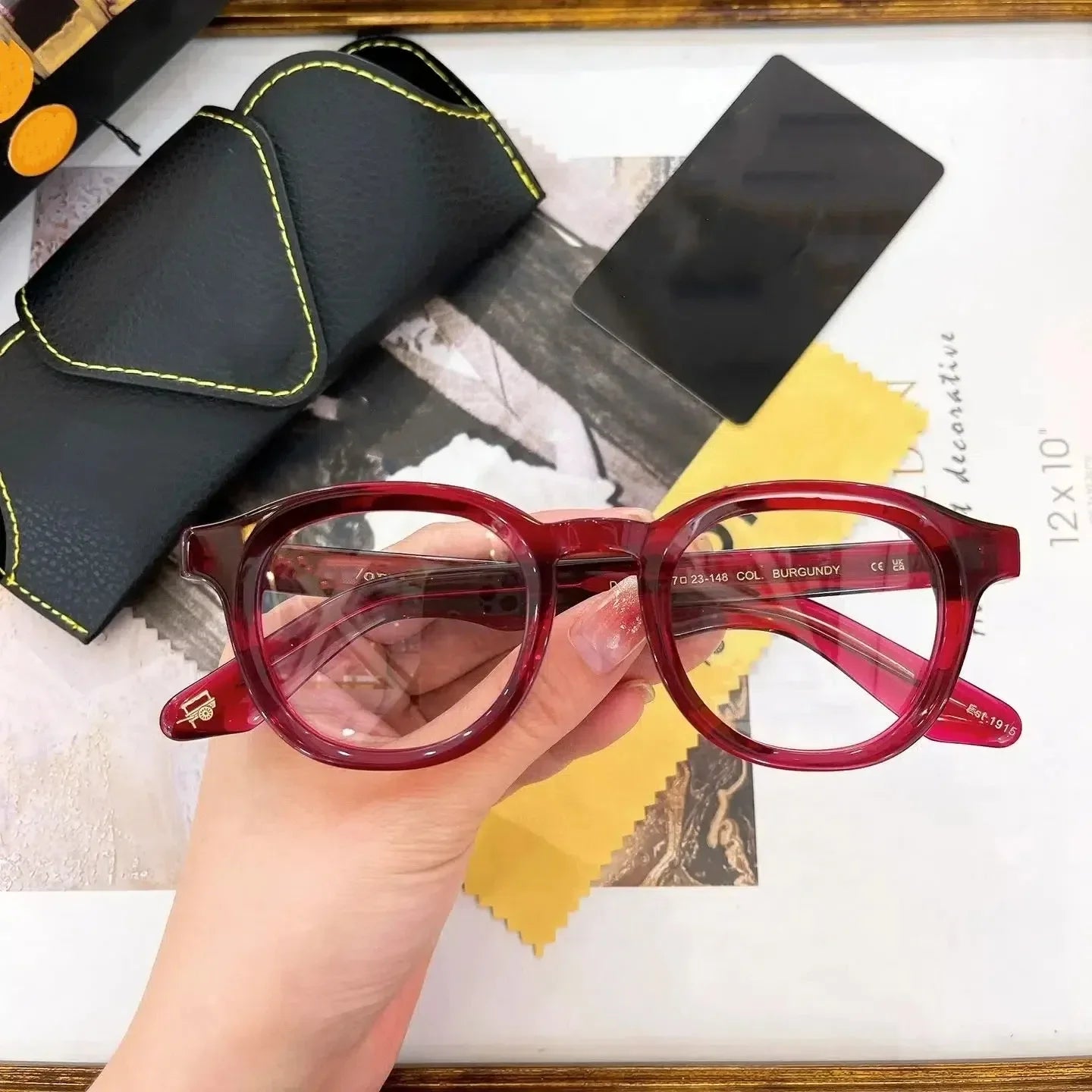 Authentic Johnny Depp VILDA Red Acetate Frames Clear Lens Men Women Sun Glasses Top Quality Luxury Premium Male Couple Eyewear