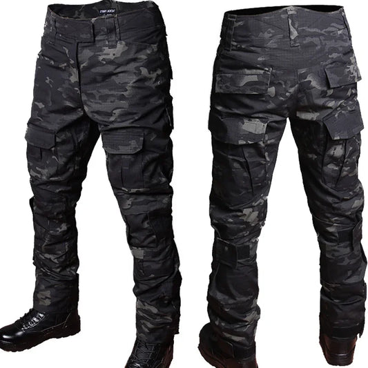 Tactical Military Camo Pants Men Multi Pockets Cargo Trousers with Protective Knee Pads for Hunting Airsoft Wargame