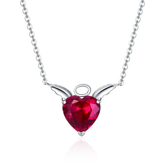 New Collection 100% 925 Sterling Silver Red Zircon Little Devil Necklace Pendant For Women Fashion Silver Jewelry SCN286
