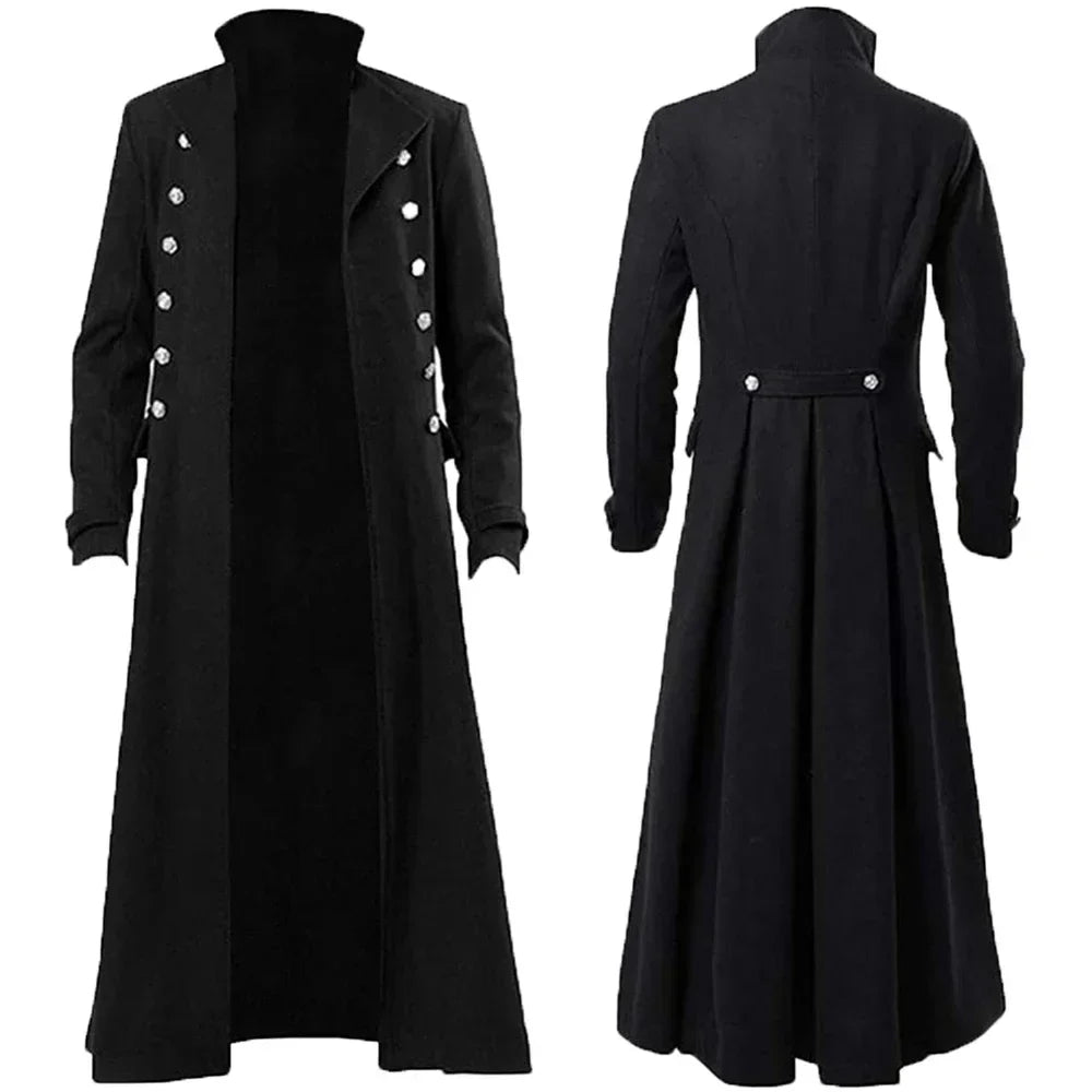 Medieval Renaissance Costume Men Steampunk Vintage Trench Coat Gothic Long Coat Man Victorian Carnival Party Cosplay Costume 5XL