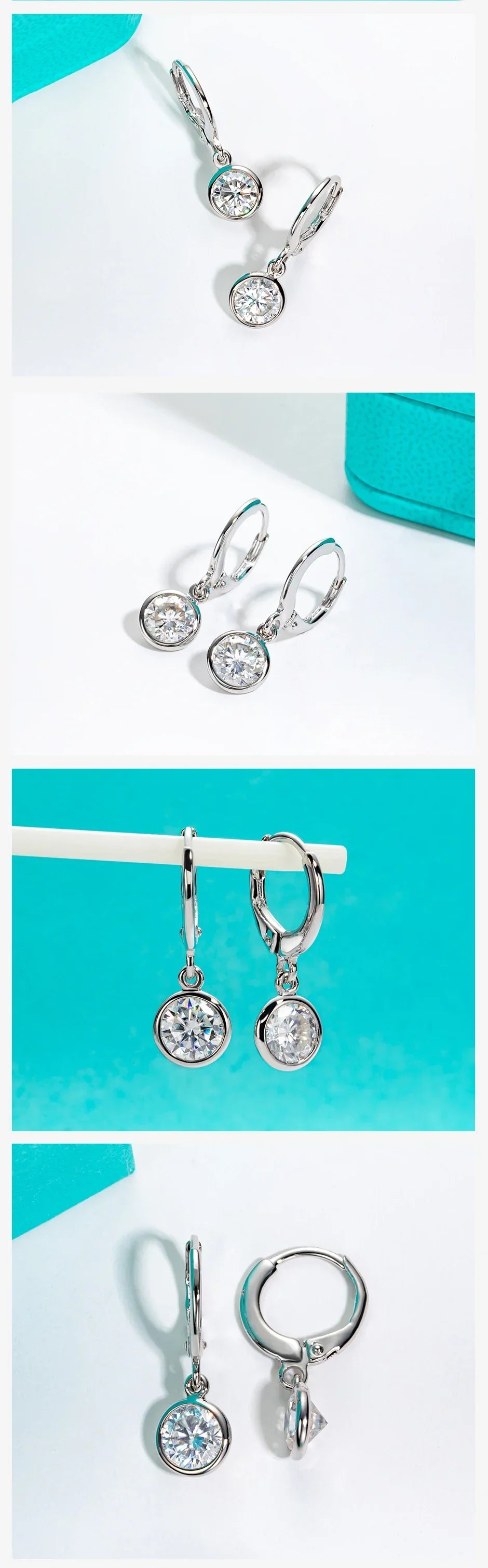 Moissanite Hoop Women's Earrings Huggies 925 Sterling Silver 2cttw Lab Created Diamond Drop Earrings Jewelry Wholesale
